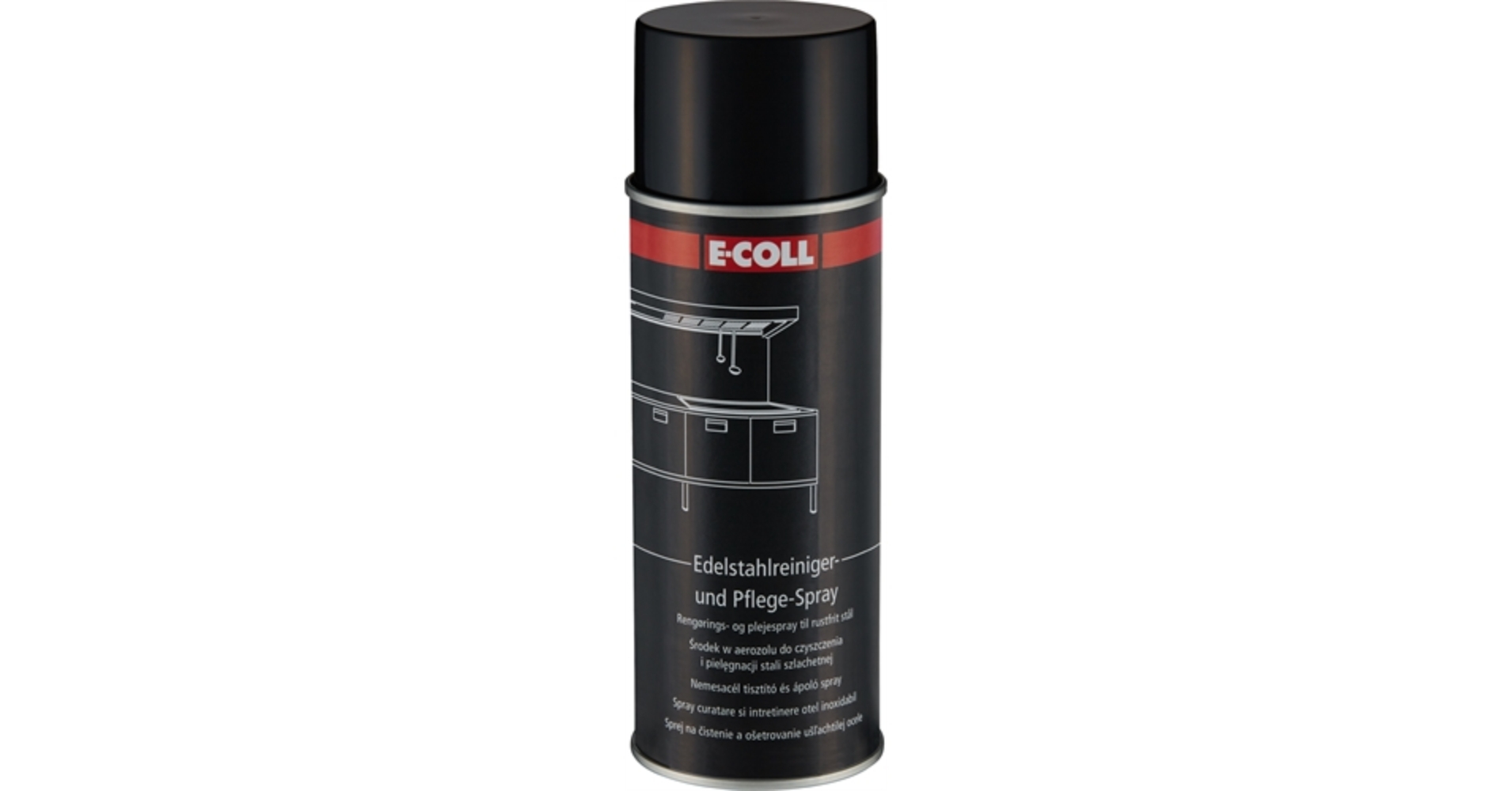 E-Coll BLACK Line rozsdamentes acél tisztító és ápoló spray 400ml - E